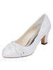 Chaussures de mariage à talons en fausse soie unicolore avec perles mocassin