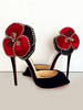 Chaussures de mariage à talons en nubuck noir avec fleur