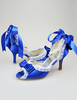 Chaussures de mariage à talons en soie mélangée de satin avec noeuds