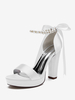 Chaussures de mariage à talons hauts avec plateforme et perles lacets nœud bride à la cheville chaussures de fête