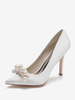 Chaussures de mariage à talons hauts Satin Bout pointu Perles Talon aiguille Escarpins de mariée