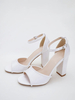 Chaussures de mariage à talons épais Chaussures de mariée à bout ouvert avec perles blanches