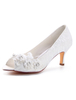 Chaussures de Mariage 2021 Dentelle Bout Ouvert Fleurs Perlées Chaussures de Mère de Mariée Ivoire Chaussures de Mariée