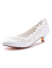 Chaussures de Mariage 2021 Dentelle Ivoire Bout Rond Fleurs Perlées Talon de Chaton Chaussures de Mariée Chaussures de Mère