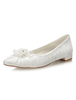 Chaussures de Mariage 2021 Ivoire Dentelle Bout Pointu Fleurs Détail Plates Chaussures de Mariée