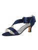 Chaussures de Mariage 2021 Satin Marine Foncé Bout Ouvert Noeud Talon de Chaton Chaussures de Mère