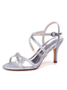 Chaussures de mariage Argent Paillettes Boucle en tissu Bout ouvert Talon aiguille Chaussures de mariée
