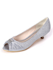 Chaussures de mariage Argent Paillettes Tissu Strass Peep Toe Goblet Talon Chaussures de mariée