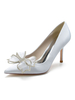 Chaussures de mariage Argenté Satin Strass Bout pointu Talon aiguille Chaussures de mariée