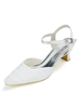 Chaussures de mariage blanc boucle en satin bout carré talon épais chaussures de mariée