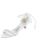 Chaussures de mariage blanc chaton talon sandales strass perle cheville Strap chaussures de mariée avec ruban Bow