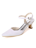 Chaussures de mariage blanc paillettes boucle en tissu bout carré talon chunky chaussures de mariée