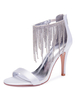 Chaussures de mariage blanc satin bout ouvert strass bride à la cheville sandales à talons hauts