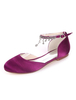 Chaussures de mariage blanc satin bout rond strass chaine de demoiselle dhonneur chaussures plates chaussures de mariée
