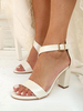Chaussures De Mariage Blanches Bout Ouvert Boucle Chaussures De Mariée Talon Carré