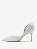 Chaussures de mariage blanches escarpins à talons hauts avec nœud et bout pointu