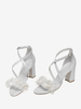 Chaussures de mariage blanches Fleurs Criss Cross Chaussures de mariée à talons épais