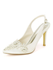 Chaussures de mariage blanches satin bout pointu strass talon aiguille chaussures de mariée