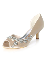 Chaussures de mariage blanches strass à paillettes Peep Toe Kitten Heel chaussures de mariée chaussures dinvité de mariage