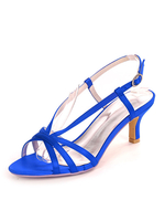 Chaussures de mariage bleu Satin bout ouvert chaton talon chaussures de mariée mère de la mariée chaussures