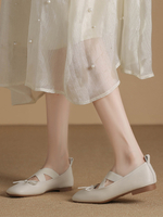 Chaussures de mariage Chaussures de demoiselle dhonneur en cuir PU avec nœuds à bout carré