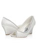 Chaussures de mariage compensées Ivoire Satin Peep Toe Pompes Chaussures de mariée