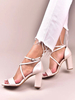 Chaussures de mariage Cuir PU Ecru Blanc Détails Métalliques Sandales de Mariage à Bout Ouvert