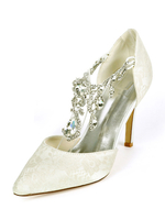 Chaussures de mariage de luxe bout pointu strass talon aiguille 3.7 "chaussures de mariée