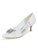 Chaussures de mariage dentelle blanche strass bout pointu chaton talon chaussures de mariée