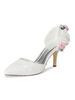Chaussures de mariage Dentelle Ivoire Bout pointu Fleurs Slip-On Talon Aiguille