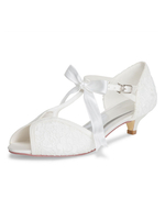 Chaussures de mariage Dentelle Ivoire Peep Toe Largeur Moyenne Arcs Talon Gobelet