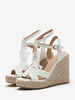 Chaussures de mariage en cuir PU blanc brodé sandales de mariage à bout ouvert