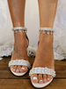 Chaussures de mariage en cuir PU frange avec strass blanches sandales de mariée