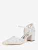 Chaussures de mariage en dentelle à bout pointu et talon épais pour invités de mariage