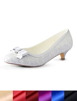 Chaussures de mariage en dentelle argent bout rond orteil mère chaussures de mariage Invité Chaussures