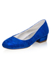 Chaussures de mariage en dentelle Bout rond bleu Talon épais Chaussures de mariage pour invités