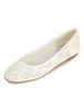 Chaussures de mariage en dentelle ivoire 2021 Bout rond Escarpins plat Chaussures de mariée