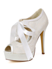 Chaussures de mariage en dentelle Ivoire Peep Toe Lace Up Stiletto Heel 4.9 "Chaussures de mariée