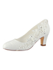 Chaussures de mariage en dentelle ivore à bout rond avec strass