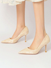Chaussures de mariage en dentelle noire à bout pointu et talon aiguille Chaussures de mariée