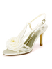 Chaussures de mariage en ivoire Fleurs à bout ouvert en satin Chaussures de mariée à talons hauts
