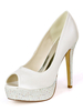 Chaussures de mariage en ivoire strass en satin Peep Toe Platform chaussures de mariée chaussures mère