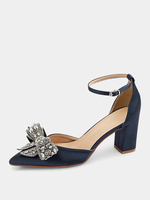 Chaussures de mariage en satin avec nœud et strass pour la mère de la mariée
