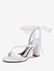 Chaussures de mariage en satin avec nœuds blancs sandales de mariage à bout ouvert