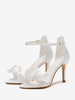 Chaussures de mariage en satin avec nœuds blancs sandales de mariage à bout rond