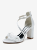 Chaussures de mariage en satin blanc brodé sandales de mariage à bout ouvert