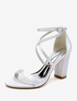 Chaussures de mariage en satin blanc sandales de mariage à bout ouvert