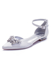 Chaussures de mariage en satin blanc strass bout pointu chaussures de mariée plates