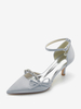 Chaussures de mariage en satin Bout pointu Strass Bow Escarpins de mariée