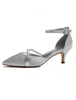 Chaussures de mariage en satin bout pointu strass perles bracelet à la cheville chaussures de mariée chaton talons